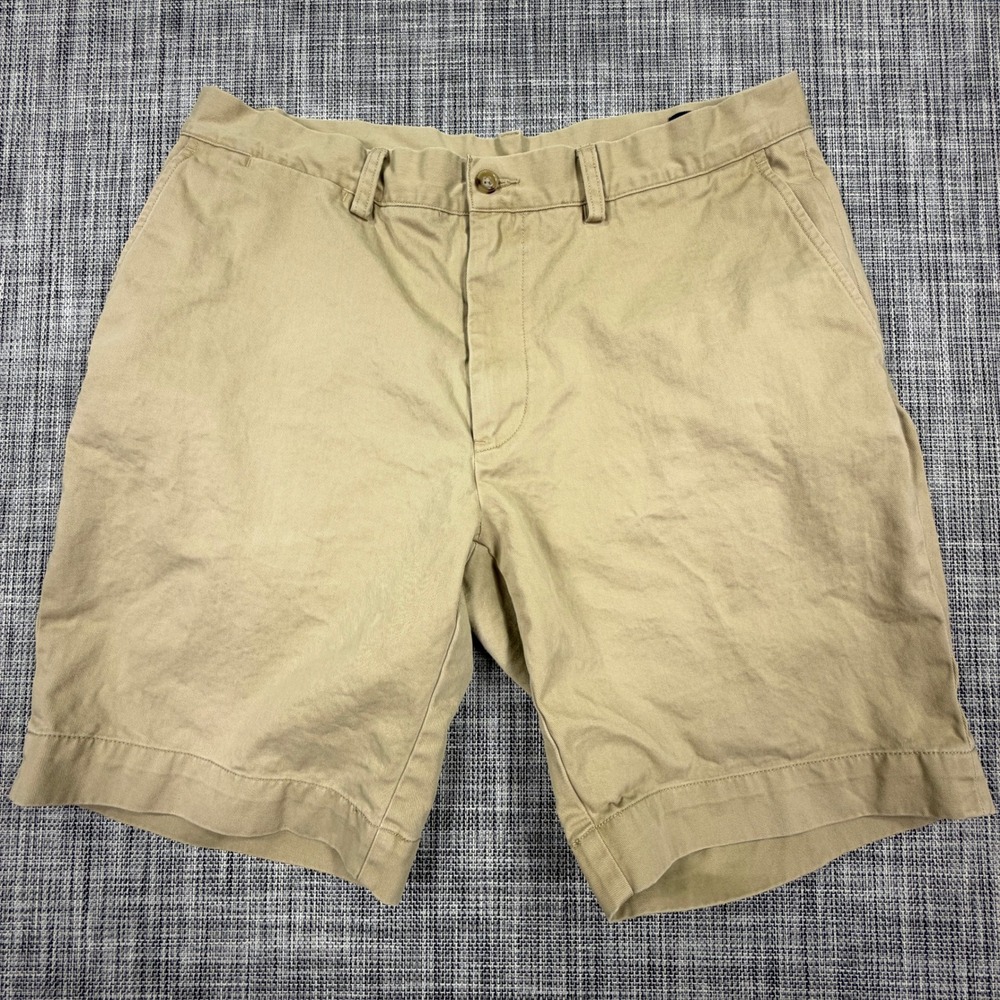 Polo Ralph Lauren Mens Chino Shorts Tan 100% Cotton Twill Flat Front Size 34